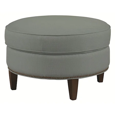 Contemporary Styled Round Ottoman with Tapered Legs